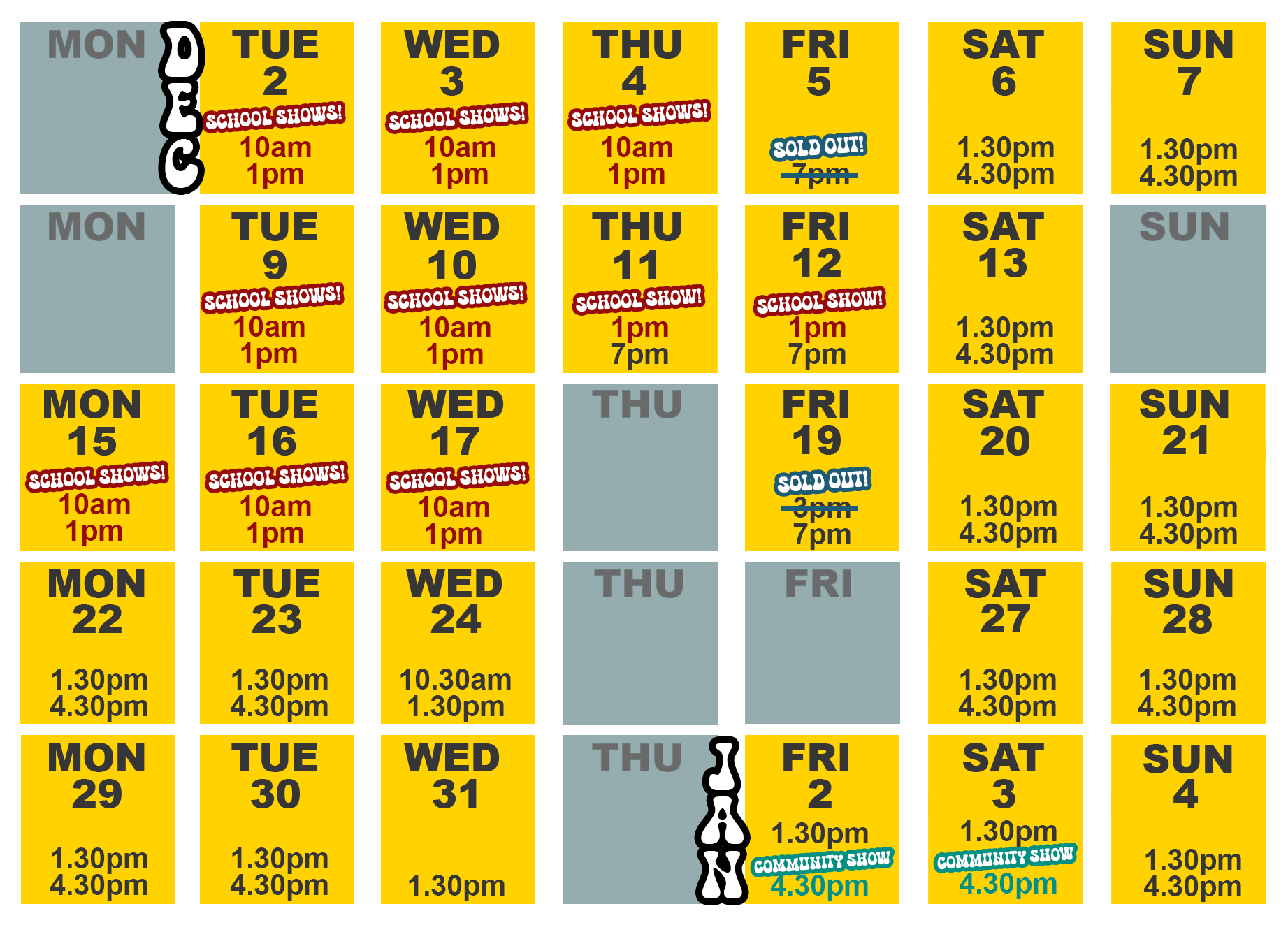 Alice in Wonderland show dates